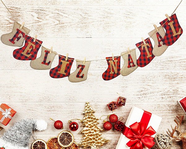 Varal Decorativo de Natal Cordão de Botas e Meias