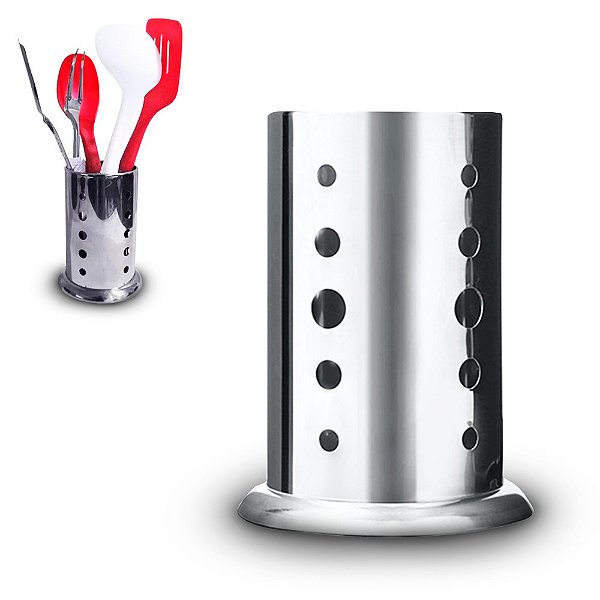 Porta Talher Inox Redondo com Base