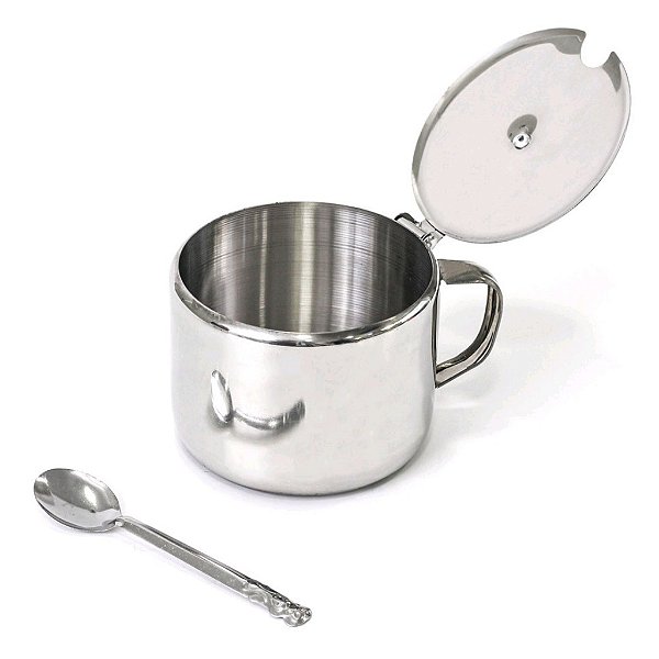 Açucareiro Inox 450ml com Tampa e Colher