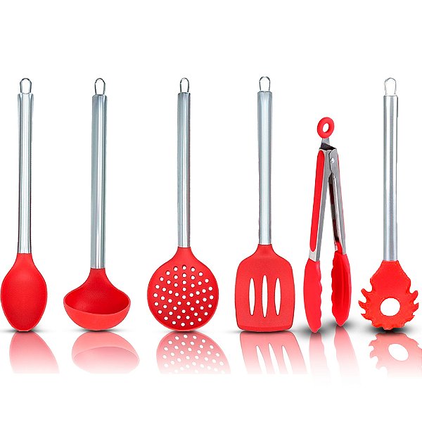 Kit Silicone Utensílios de Cozinha 6 Pçs