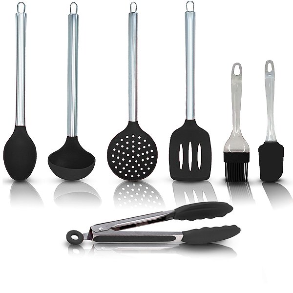 Kit Silicone 7 Pçs Utensílios de Cozinha