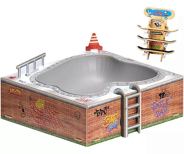 Pista Skate de Dedo Bowl Radical com Suporte de Skates