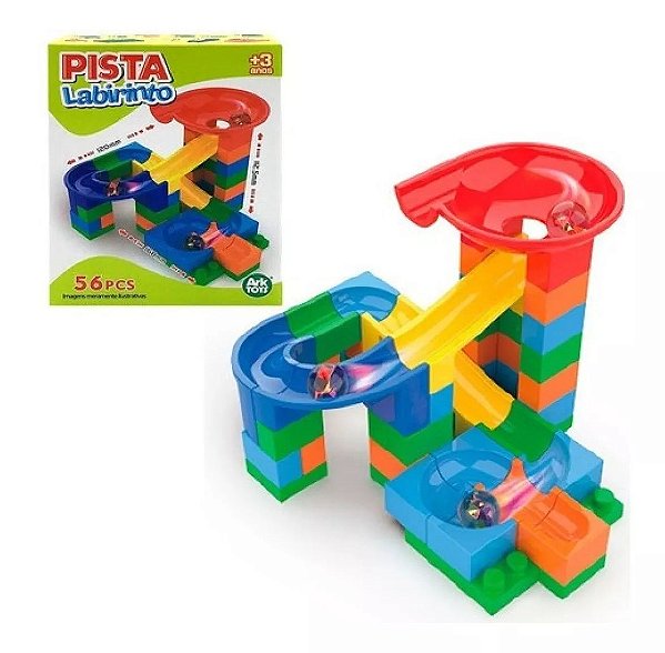 Mini Pista Track Pra Montar 26 Pcs Com 1 Carrinho Colorido