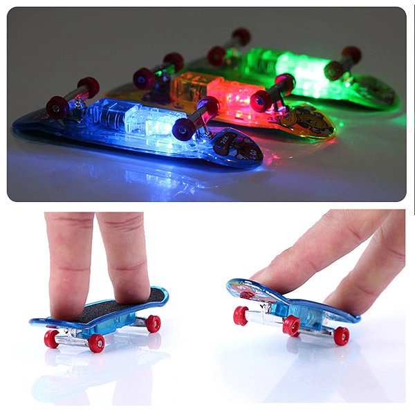 Skate de Dedo Led Luz com Acessórios para Manutenção e Luzes Neon