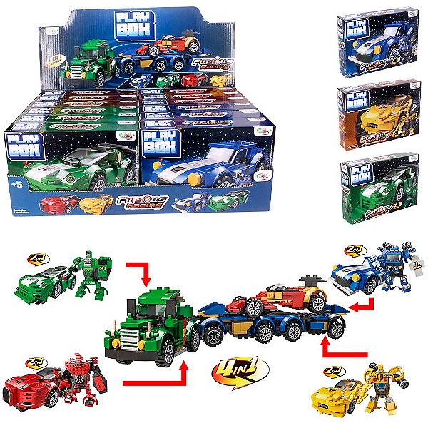 Blocos De Montar 2 Em 1 Carrinho e Robô Brinquedo Transformers
