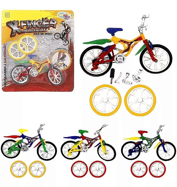 Brinquedo Bicicleta Miniatura Bike de Dedo com Acessórios de Troca