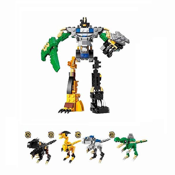 Blocos De Montar 2 Em 1 Dinossauro e Robô Brinquedo Transformers