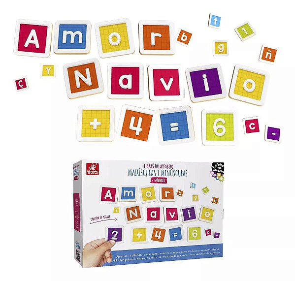 Letras do Alfabeto Números e Sinais Brinquedo Educativo Alfabetização e Matemática