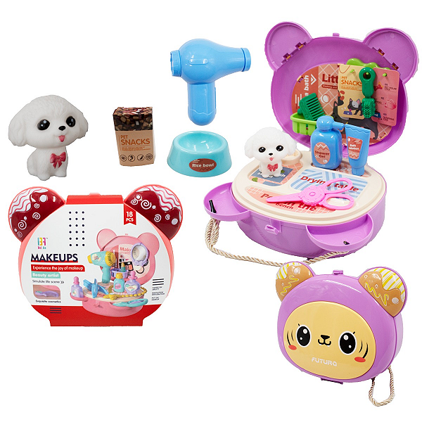 Mochila Infantil Maquiagem Maleta Veterinário Jr Cachorrinho