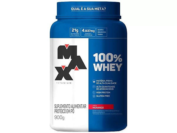 Whey Protein Max Titanium 100% Concentrado - Morango