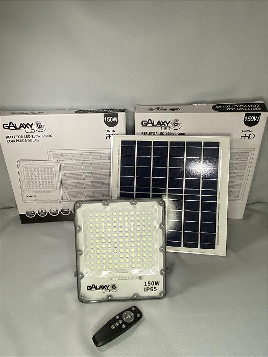 REFLETOR LED 150W 6500K IP65 COM PLACA SOLAR