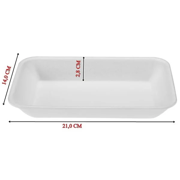 BANDEJA ISOPOR CFL002 BRANCA C/100 UND 21x14x28