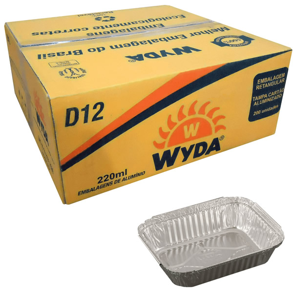 BANDEJA ALUMINIO RETANGULAR D12 220ML CX 200 - WYDA