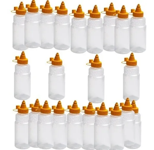 BISNAGA PLASTICA TRANSPARENTE TAMPA AMARELA PARA MEL 350ML COM 10 UNIDADES
