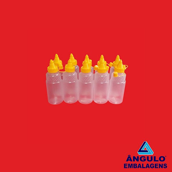 BISNAGA PLASTICA TRANSPARENTE TAMPA AMARELA PARA MEL 350ML C/10