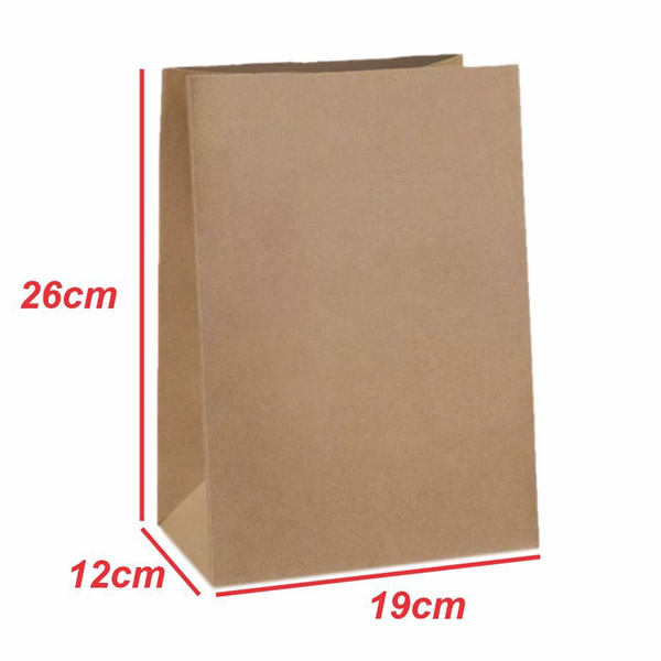 SACO SOS PARDO LISO M 19,5X12X26CM C/50 UNIDADES