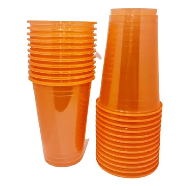 COPOS 300ML GOLD NEON LARANJA C/50 UND