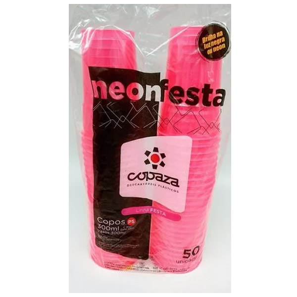 COPOS 300ML GOLD NEON ROSA C/50 UND