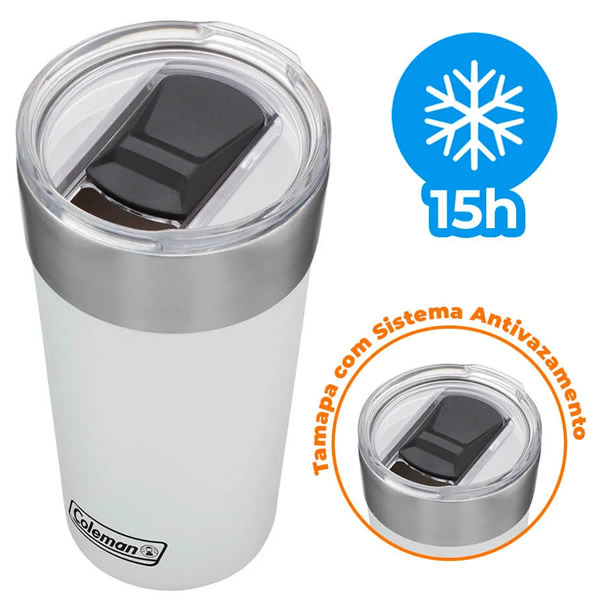 COPO TERMICO COLEMAN BRANCO 600 ML COM ABRIDOR