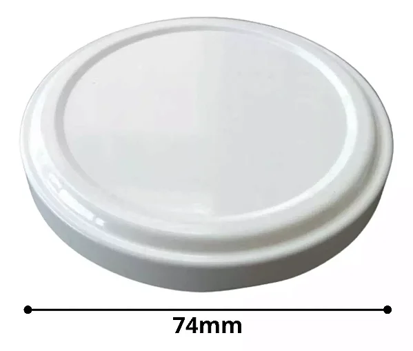 TAMPA 74MM COM VEDANTE NA COR BRANCA PACOTE COM 100 UNIDADES