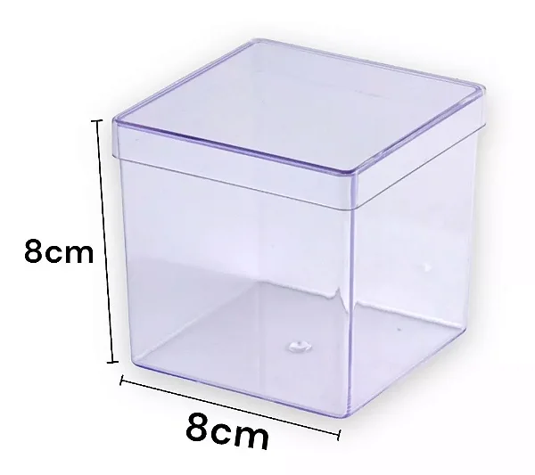 CAIXA ACRILÍCA 8X8X8 TRANSPARENTE PACOTE COM 10 UNIDADES