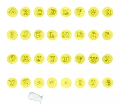 KIT CARIMBOS LETRAS FOFAS AMARELO