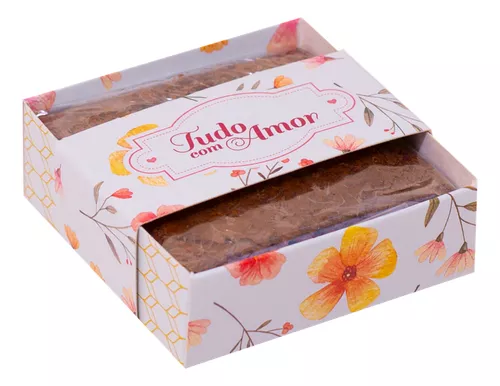 CAIXA BROWNIE COM CELOFANE TUDO COM AMOR C/10 UND 2,5X7X7