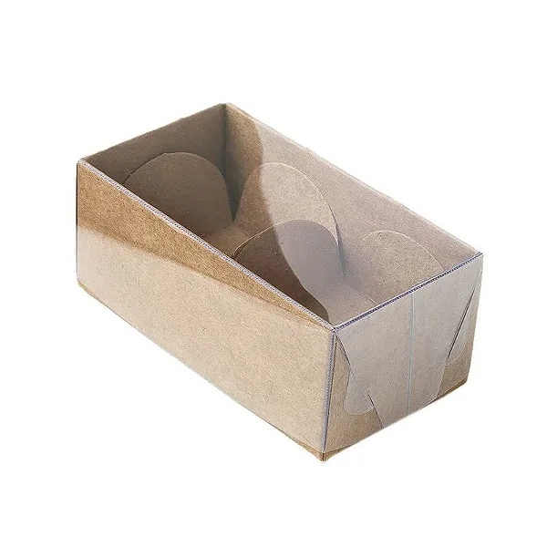 CAIXA KRAFT TAMPA TRANSP 2 DOCES C/10 UND 4X8X4CM