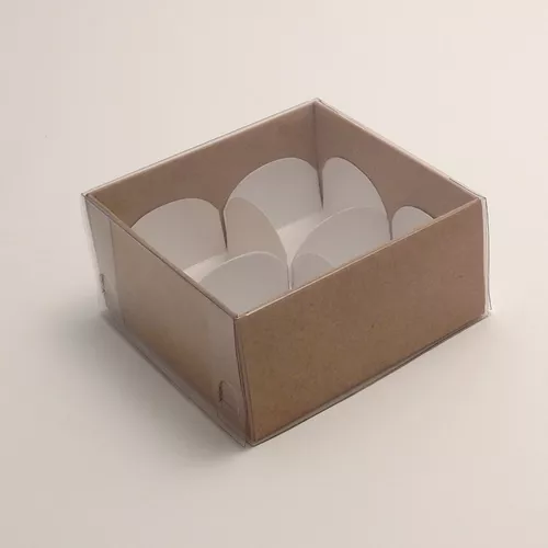 CAIXA KRAFT TAMPA TRANSP 4 DOCES C/10 UND 4X8X8CM