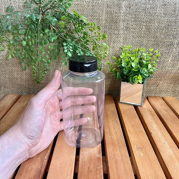 FR PL 500ML TRANSP C/TAMPA DOUBLE PRETA