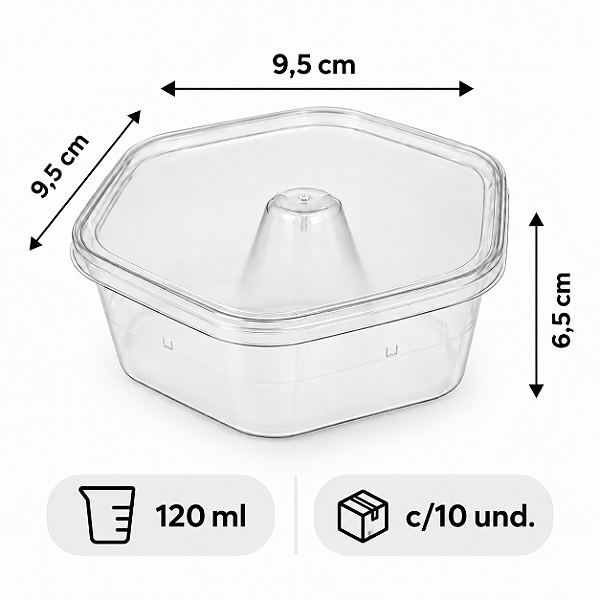 Forma Pudim 120ml forneável C/10 c/ Tampa