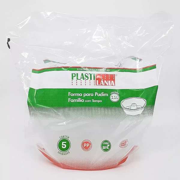 FORMA PUDIM GG COM TAMPA 1.100ML C/5 UND