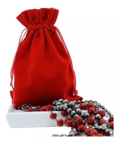 SACO AVELUDADO VERMELHO 13X18CM PACOTE C/10 UNIDADES