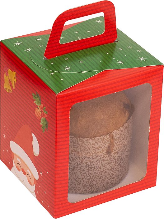 CAIXA SOFT MINI PANETONE COM VISOR NOEL C/10 UND 12X10X10CM