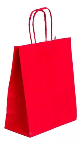 SACOLA PAPEL VERMELHA M 25X31 C/10