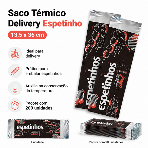 SACO TERMICO DELIVERY ESPETINHO 13,5X36 C/200 UND