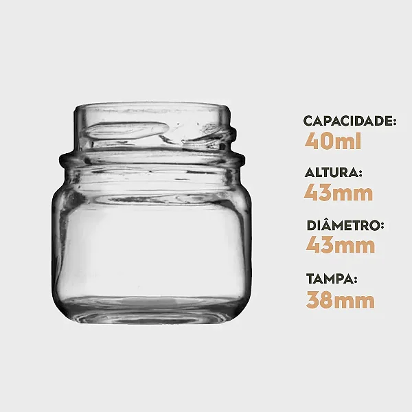 POTE MINIATURA GELEINHA 40ML C/TAMPA PLASTICA 38MM BRANCA C/5 UND