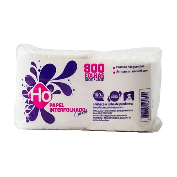 PAPEL INTERFOLHADO GUARDANAPO HO CAI-CAI 10X21CM C/800 FOLHAS