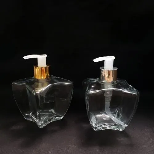 SABONETEIRA X 250ML TRANSPARENTE C/ VALVULA DOURADA