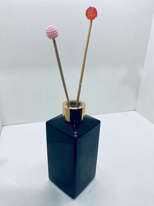 FRASCO VD QUADRADO 250ML PRETO COM TAMPA DIFUSOR