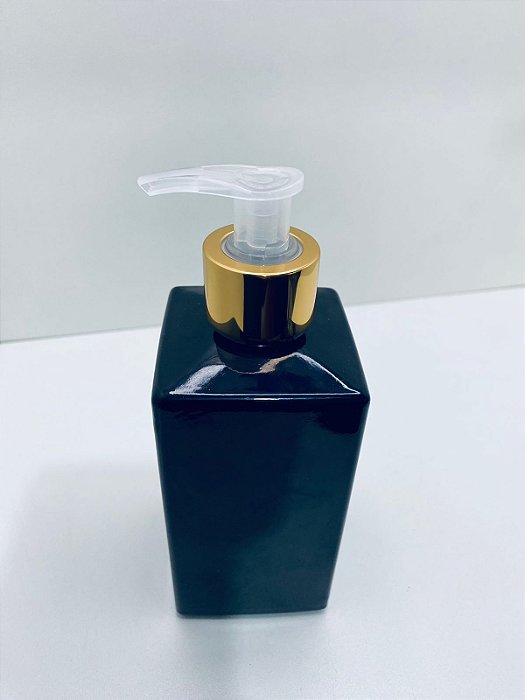 FRASCO VD QUADRADO 250ML PRETO COM VALVULA SABONETE