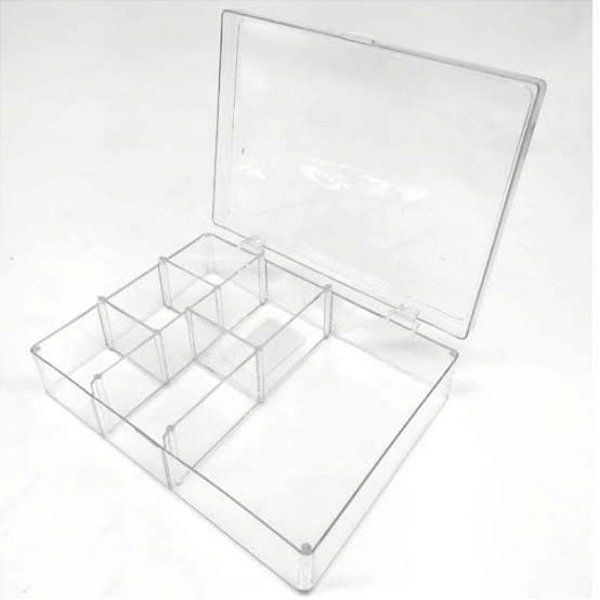 CAIXA ACRILICA TRANSPARENTE COM TAMPA C/6 DIVISORIA
