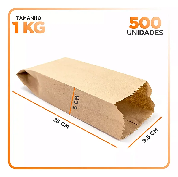 SACO PAPEL KRAFT MIX 1 KG C/500 UND 26x9,5