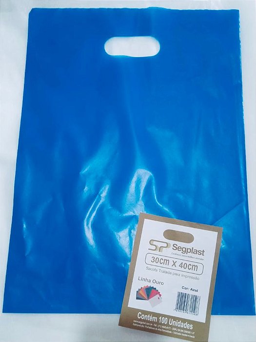 SACOLA 30X40 AZUL ALÇA VAZADA C/100 UND