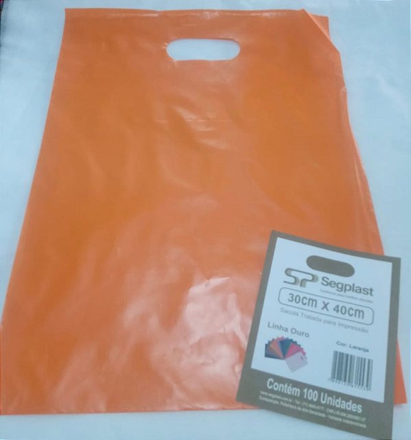 SACOLA 30X40 LARANJA ALÇA VAZADA C/100