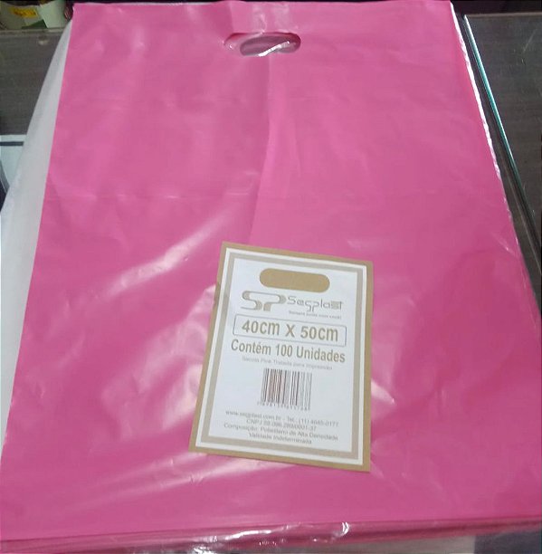 SACOLA 40X50 PINK ALÇA VAZADA C/100