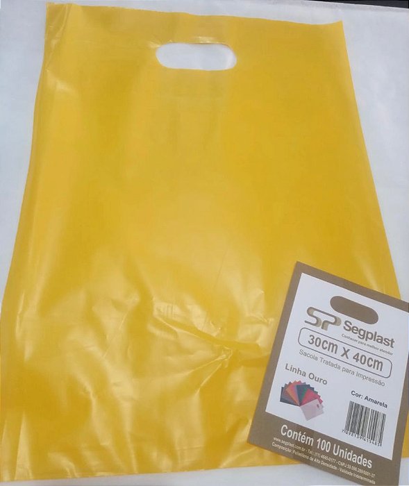 SACOLA 30X40 AMARELA ALÇA VAZADA C/100 UND