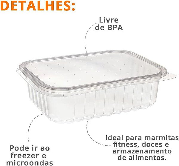 POTE RETANGULAR 750ML COM TAMPA C/24 UND