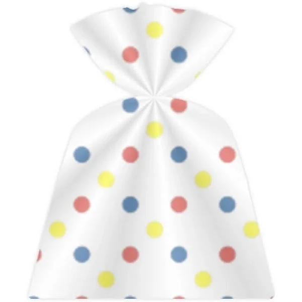 SACO PRESENTE 15X22 BRANCO BOLINHAS COLORIDAS C/50