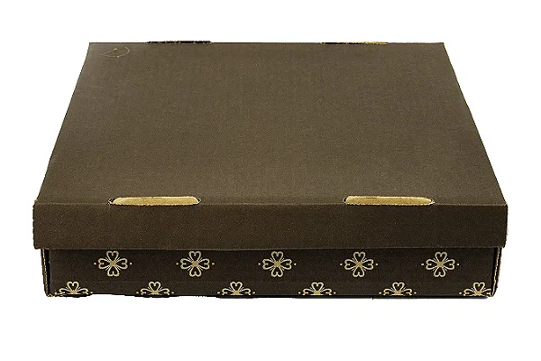 CAIXA PAPELAO DECORADA QUADRADA MARROM N.2 35X35X7